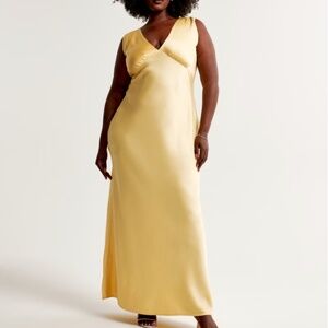 NWT Abercrombie & Fitch Yellow Plunge Cowl Back Maxi Dress